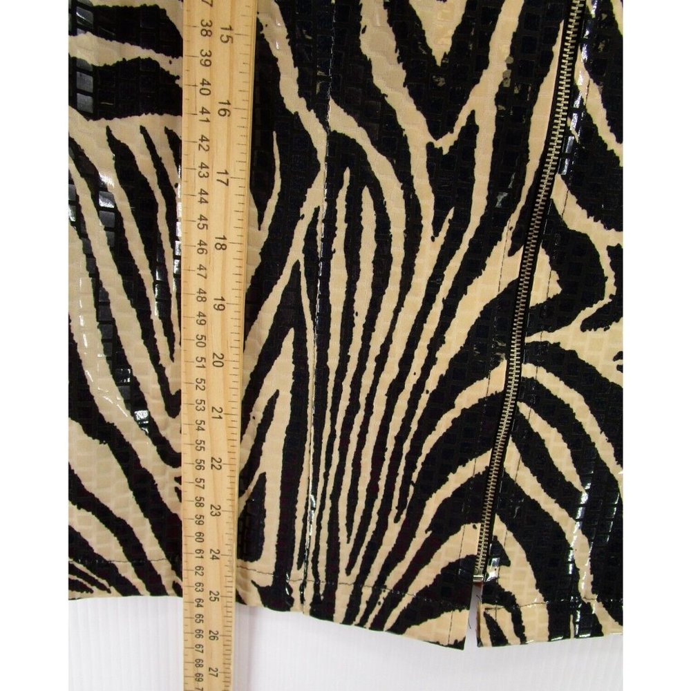 VINTAGE Misook Jacket XS Brown Full Zip Shiny Evenings Zebra Print - Picture 4 of 9